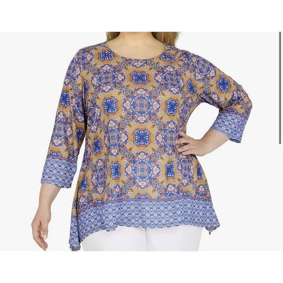 NWT Ruby Rd. Women's Mirror Sequin Neck Line Print Sublimation Top Blouse SZ 4X - Picture 8 of 9